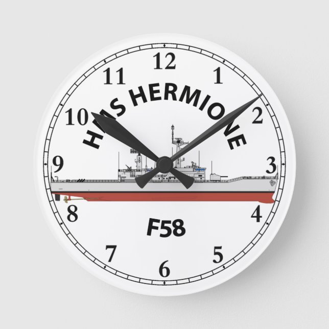 HMS HERMIONE - F58 - LEANDER ORIG ROUND CLOCK (Front)