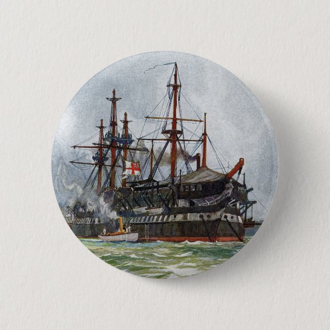 HMS Implacable a 74-gun third-rate ship 6 Cm Round Badge (Front)