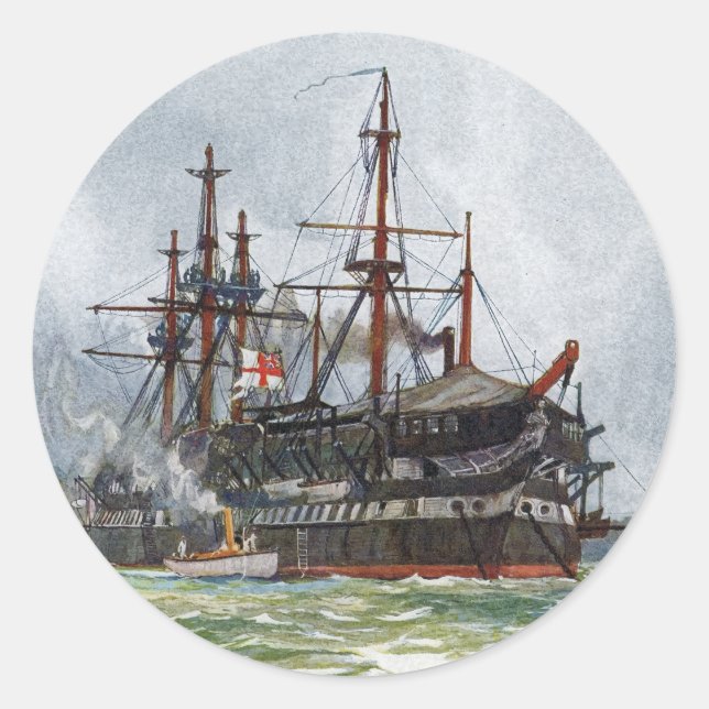 HMS Implacable a 74-gun third-rate ship Classic Round Sticker (Front)