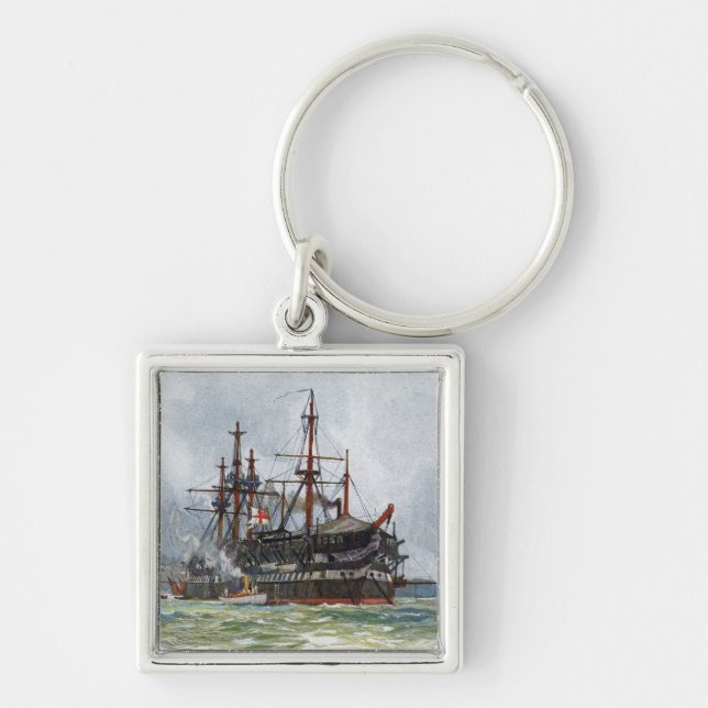 HMS Implacable a 74-gun third-rate ship Key Ring (Front)