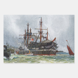 HMS Implacable a 74-gun third-rate ship Wrapping Paper Sheet