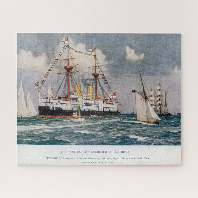 HMS inflexible ironclad Battleship 1876 Jigsaw Puzzle (Horizontal)