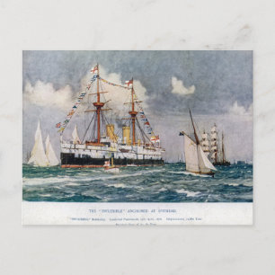 HMS inflexible ironclad Battleship 1876 Postcard