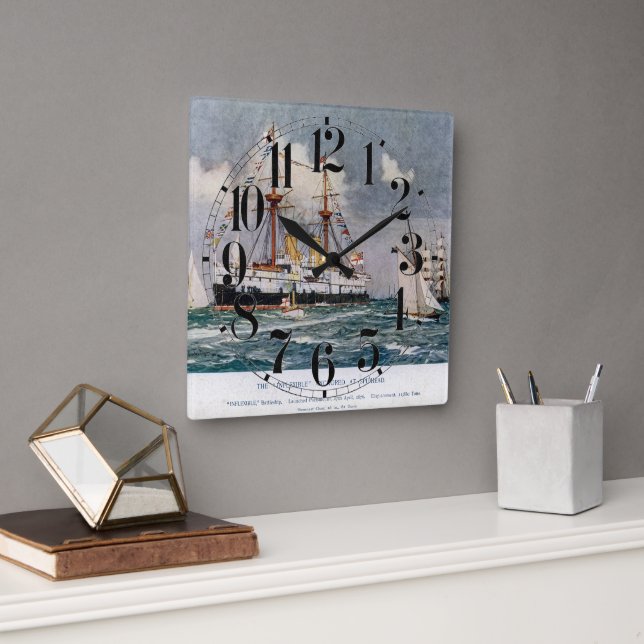 HMS inflexible ironclad Battleship 1876 Square Wall Clock (Office)