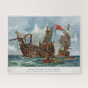 HMS Nottingham and battleship Mars 1703 Jigsaw Puzzle
