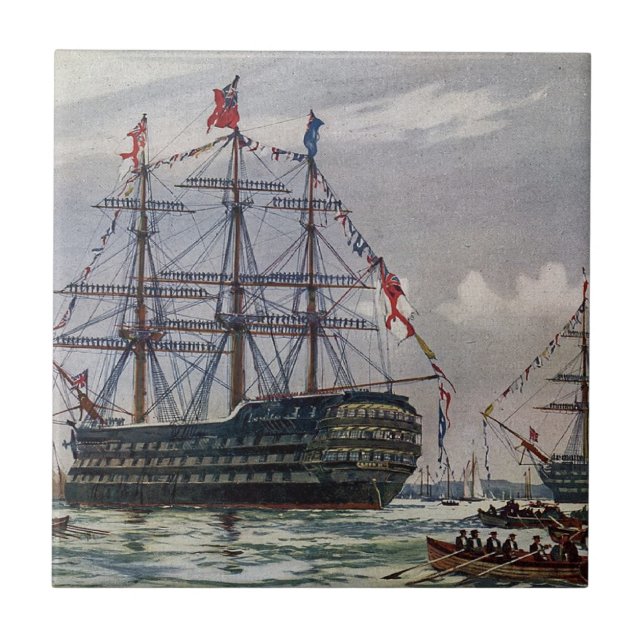 HMS Queen Battleship 1839 Ceramic Tile (Front)