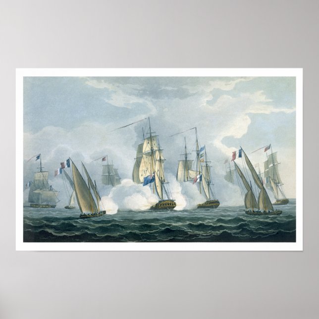 HMS Sirius, Captain Rowse engaging a French Squadr Poster (Front)
