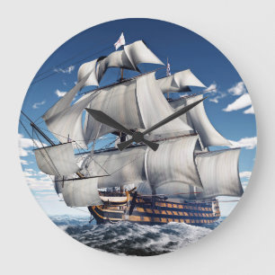 HMS Victory, 3D computer-generated illustration. Large Clock