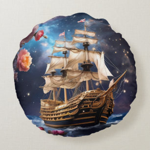 HMS Victory Lord Nelsons Ship  Round Cushion