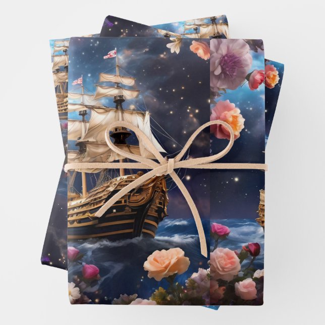 HMS Victory Lord Nelsons Ship Wrapping Paper Sheet (In situ)