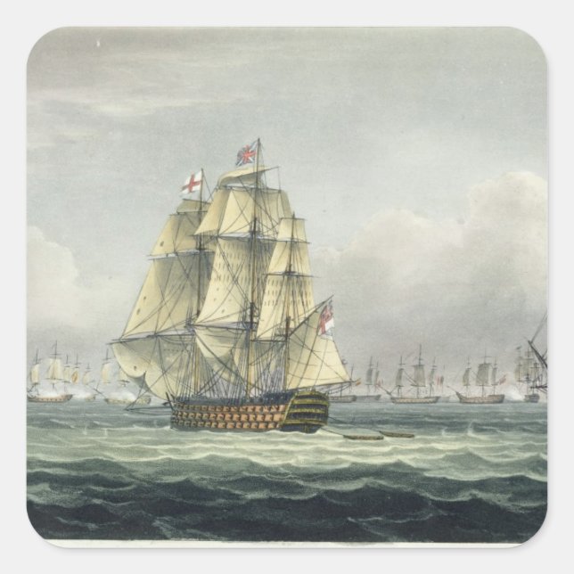 HMS Victory sailing for the French line flanked by Square Sticker (Front)