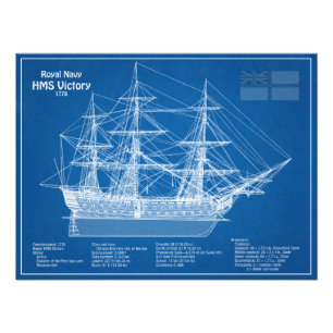 HMS Victory - Ship Blueprint Plans ABD Photo Print