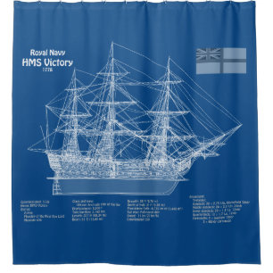 HMS Victory - Ship Blueprint Plans ABD Shower Curtain