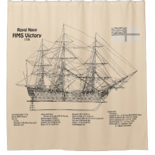 HMS Victory - Ship Blueprint Plans SD Shower Curtain