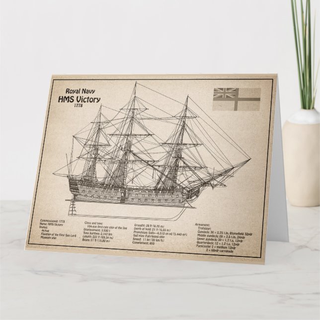 HMS Victory - Ship Blueprint Plans SD Thank You Card (Front)
