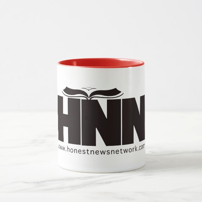 HNN White, Black and Red Trimmed Mug (Center)