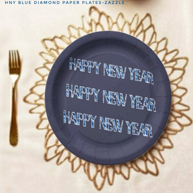 HNY-Blue Diamond Paper Plate (Creator Uploaded)
