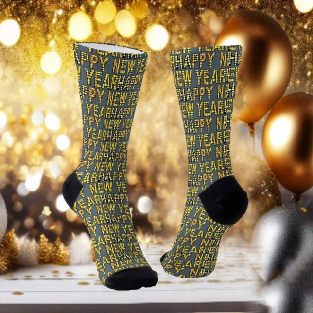 HNY Yellow-Gld Crew Socks (These fancy socks in HNY Yellow-gld, are festive enough, while celebrating in the New Year!)