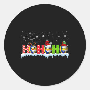 Ho3 Funny Xmas Reindeer Santa Elf Volleyball Playe Classic Round Sticker