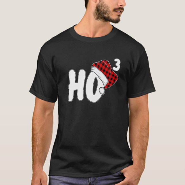 Ho 3 Cubed Santa Red Plaid Claus Christmas Ho Ho H T-Shirt (Front)