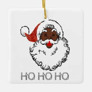 ho black santa ceramic ornament