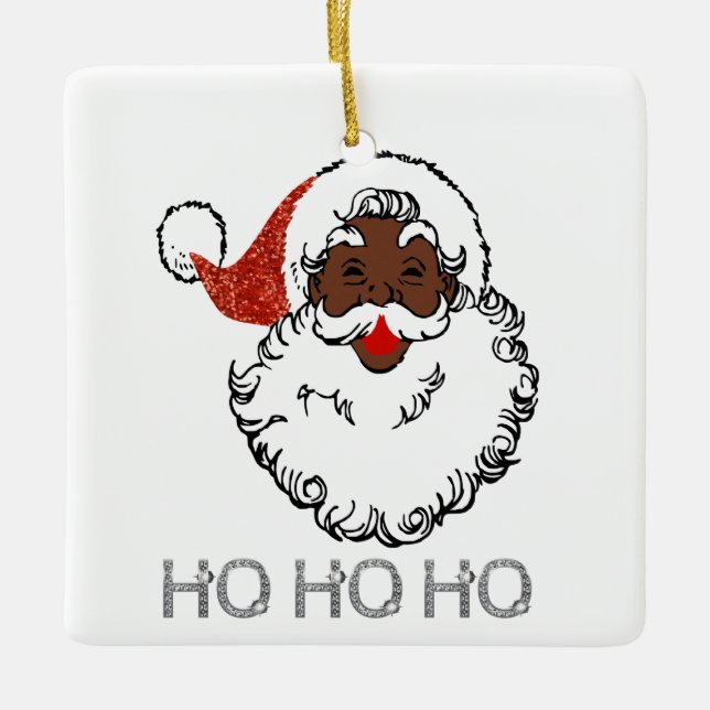ho black santa ceramic ornament (Front)