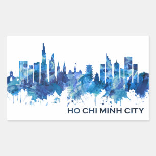 Ho Chi Minh City Vietnam Skyline Blue Rectangular Sticker
