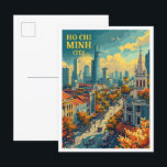 Ho Chi Minh City Vietnam Vintage Art Illustration Postcard<br><div class="desc">Ho Chi Minh City Vietnam Vintage Art Travel Illustration</div>