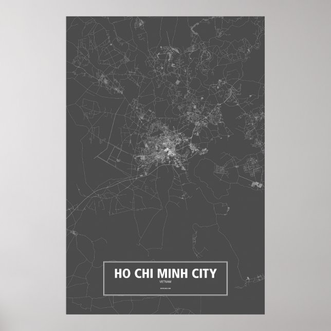 Ho Chi Minh City, Vietnam (white on black) Poster (Front)