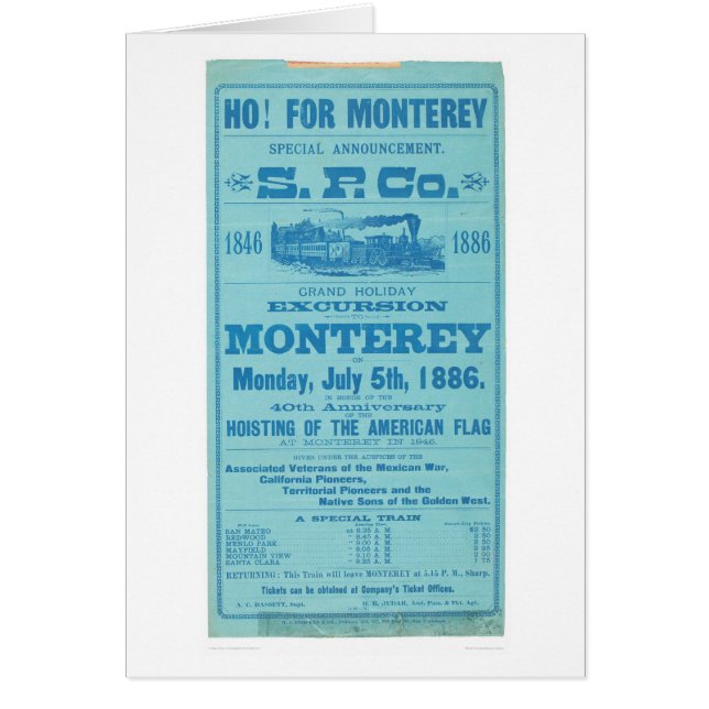 Ho for Monterey So. Pacific Advertisement (1652A) (Front)