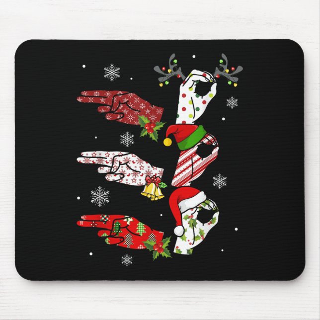 Ho Ho Asl Sign Language Deaf Pride Family Pyjamas  Mouse Pad (Front)