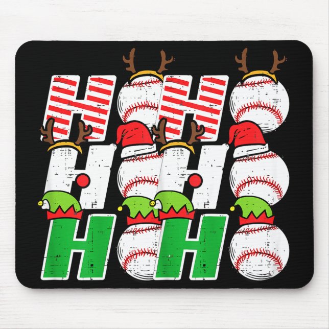 Ho Ho Baseball Elf Candy Cane Funny Christmas Srt  Mouse Pad (Front)