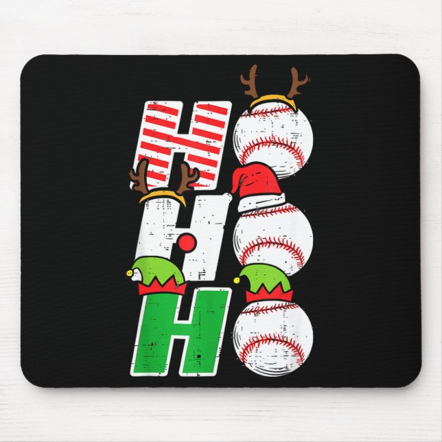 Ho Ho Baseball Elf Candy Cane Funny Christmas Srt  Mouse Pad (Front)