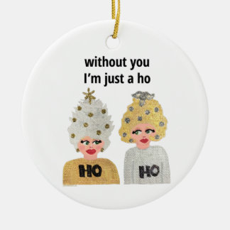 Ho Ho Christmas Ladies Ornament - Gold and Silver