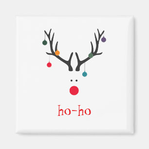 Ho ho funny cute abstract Santa Claus reindeer Magnet