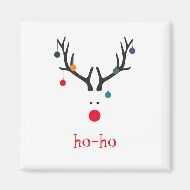 Ho ho funny cute abstract Santa Claus reindeer Magnet (Front)