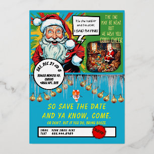 HO HO HELP foil invitation