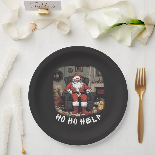 HO HO HELP HOARDER SANTA paper plate (Wedding)