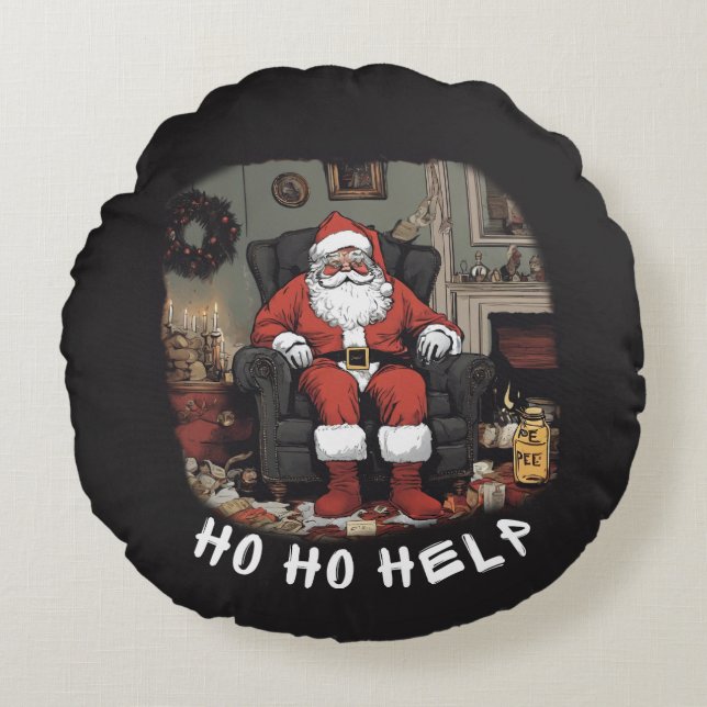 HO HO HELP HOARDER SANTA pillow (Front)