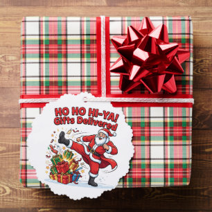 Ho Ho Hi Ya Karate Santa Christmas Gift Tree Decoration Card