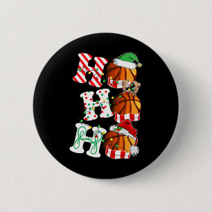 Ho Ho Ho Basketball Lights Santa Hat reindeer ELF 6 Cm Round Badge