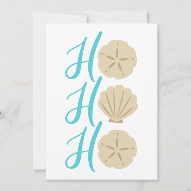 Ho Ho Ho Beach Christmas Sand Dollar and Shell Holiday Card (Front)