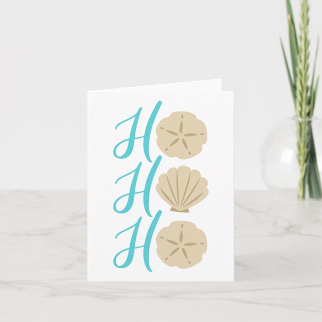 Ho Ho Ho Beach Christmas Sand Dollar and Shell Holiday Card (Front)