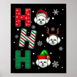Ho Ho Ho Bichon Frise Dog Matching Christmas Santa Poster