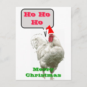 Ho Ho Ho Big Merry Christmas Rooster Postcard