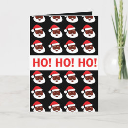 Ho Ho Ho Black Santa Greeting Card