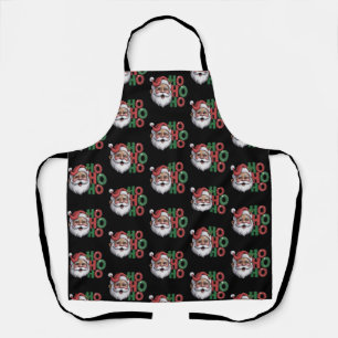 Ho Ho Ho Black Santa Retro Vintage Glitter Fun Apron
