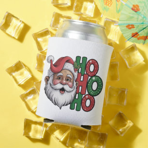 Ho Ho Ho Black Santa Retro Vintage Glitter Fun Can Cooler