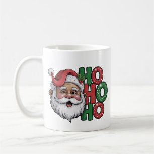 Ho Ho Ho Black Santa Retro Vintage Glitter Fun Coffee Mug