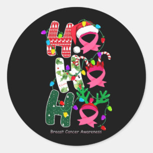 Ho Ho Ho Breast Cancer Awareness for Christmas Classic Round Sticker